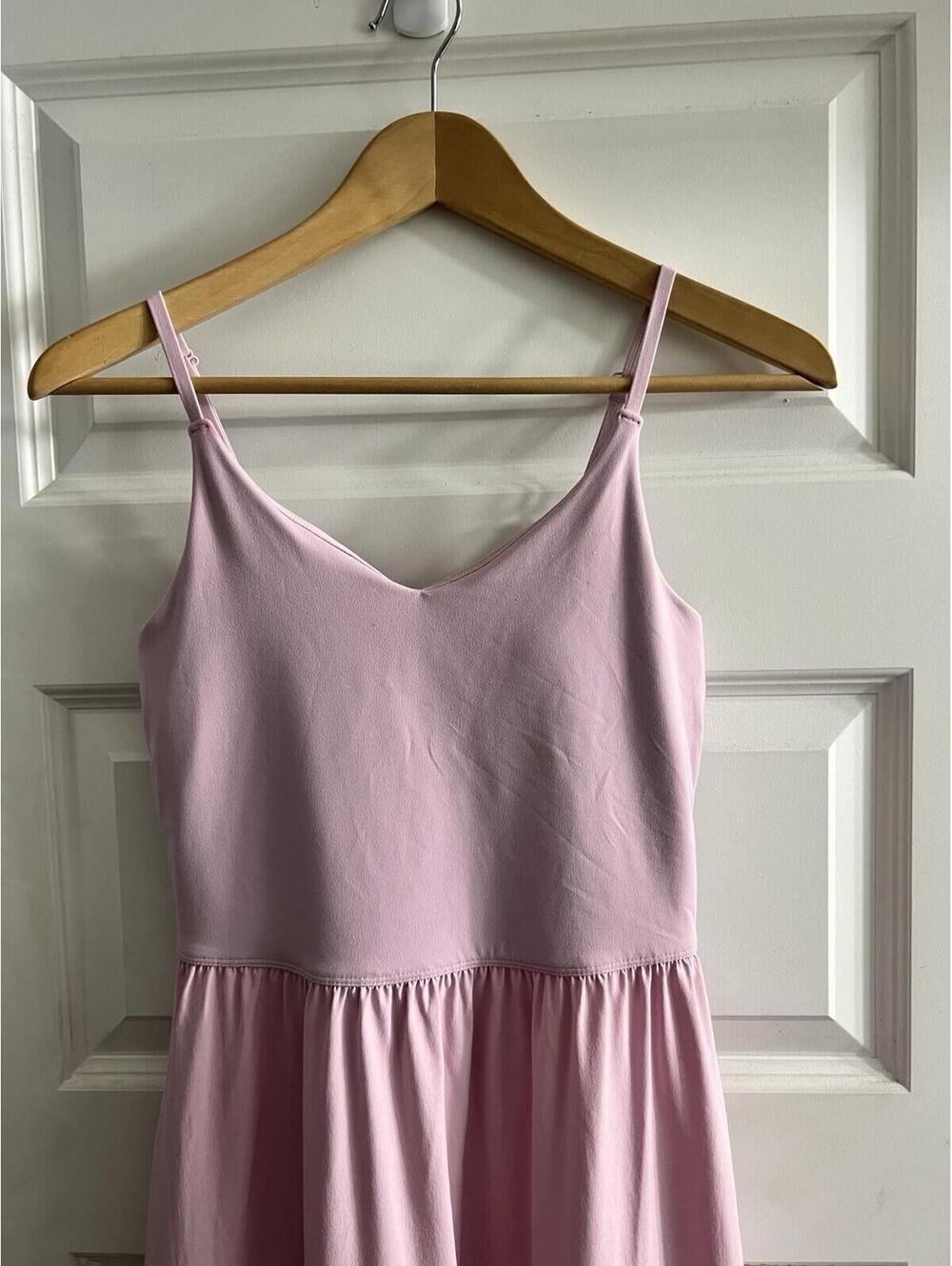 Athleta Elation V -Neck Hybrid Midi Active Dress Pink Sz XS - Picture 3 of 9